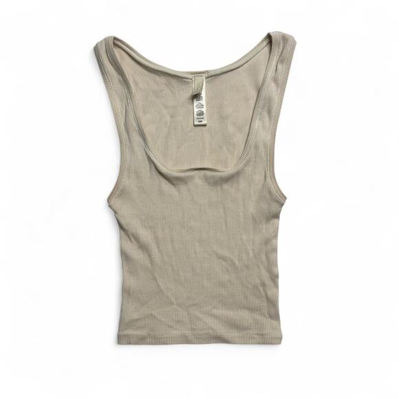 SKIMS Tops - Skims Cream cotton ribbed tank top size XXS square neck